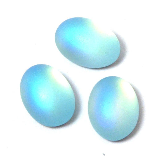 Glass Cabochon - 6x8mm Oval - Matte Light Azore AB