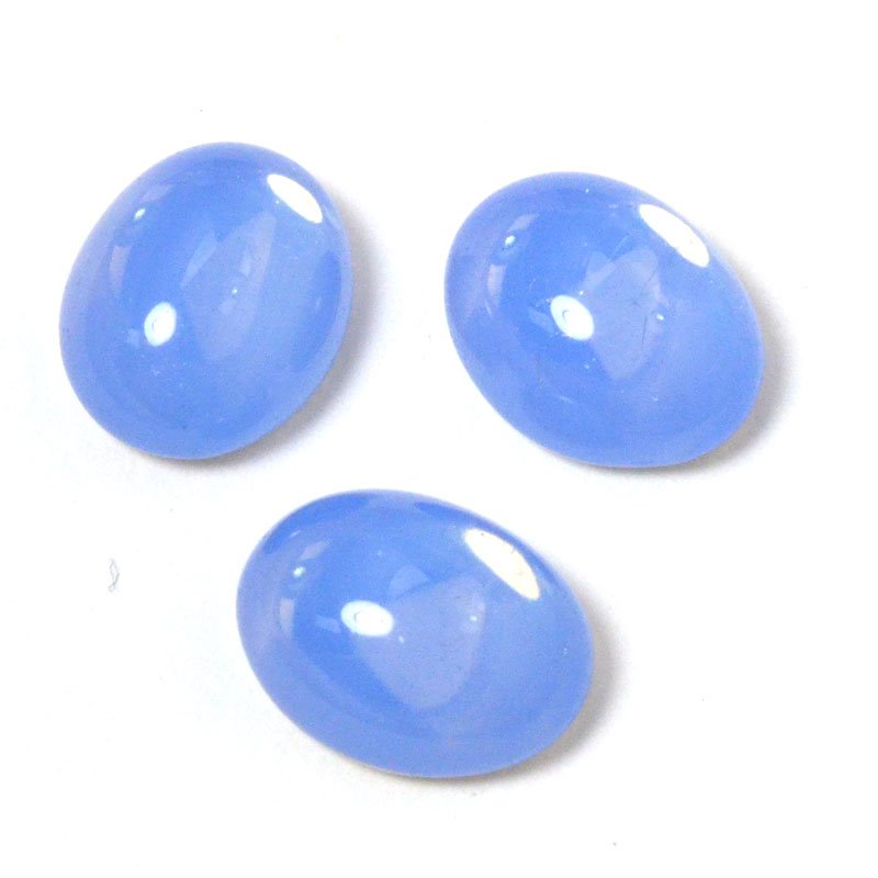 Glass Cabochon - 8x10mm Oval - Blue Chalcedony