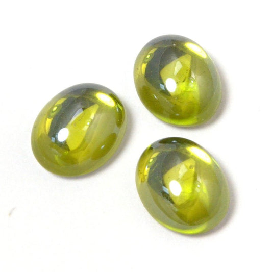 Glass Cabochon - 8x10mm Oval - Olivine Reflex