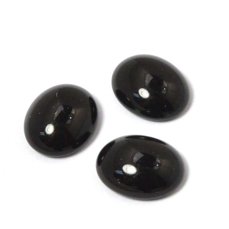 Glass Cabochon - 10x12mm Oval - Jet
