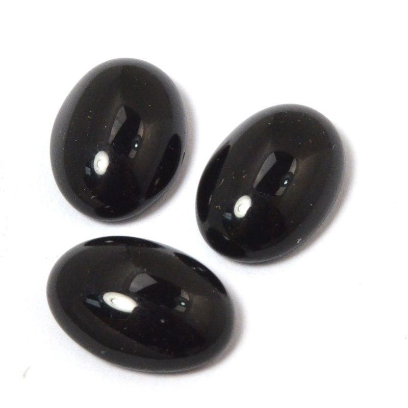 Glass Cabochon - 10x14mm Oval - Jet