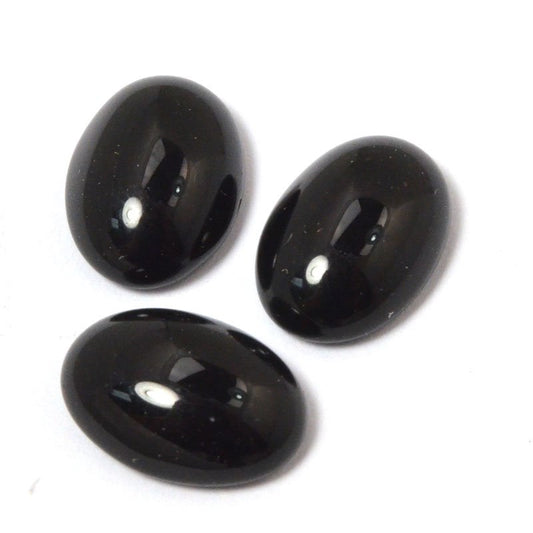 Glass Cabochon - 10x14mm Oval - Jet