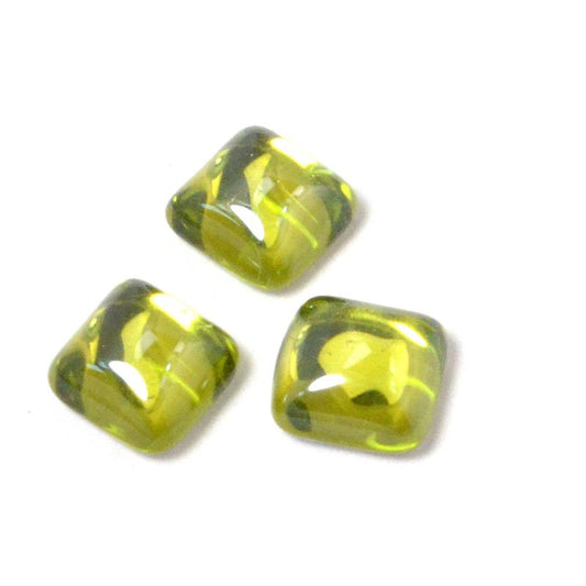 Glass Cabochon - 6mm Square - Olivine Reflex