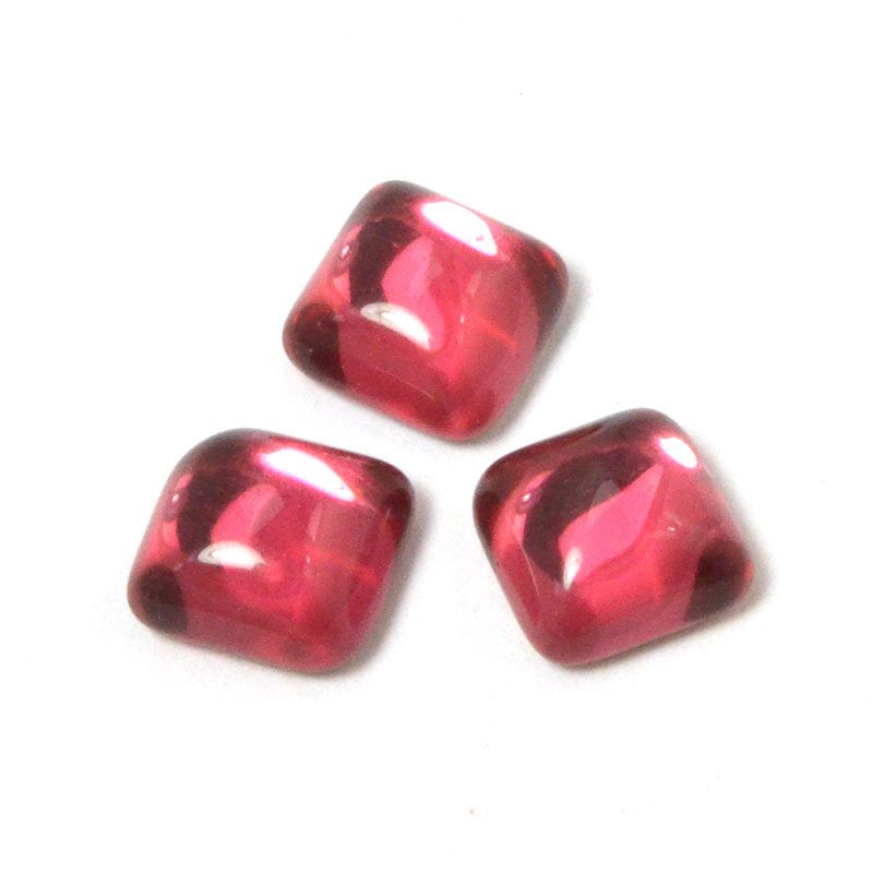 Glass Cabochon - 6mm Square - Dark Rose