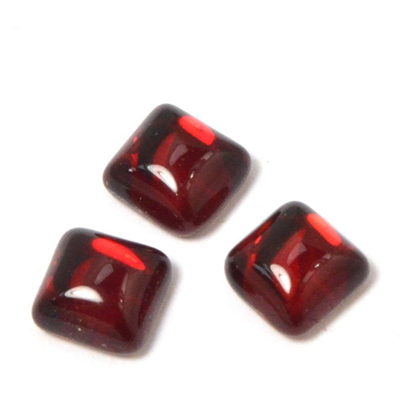 Glass Cabochon - 6mm Square - Siam Ruby