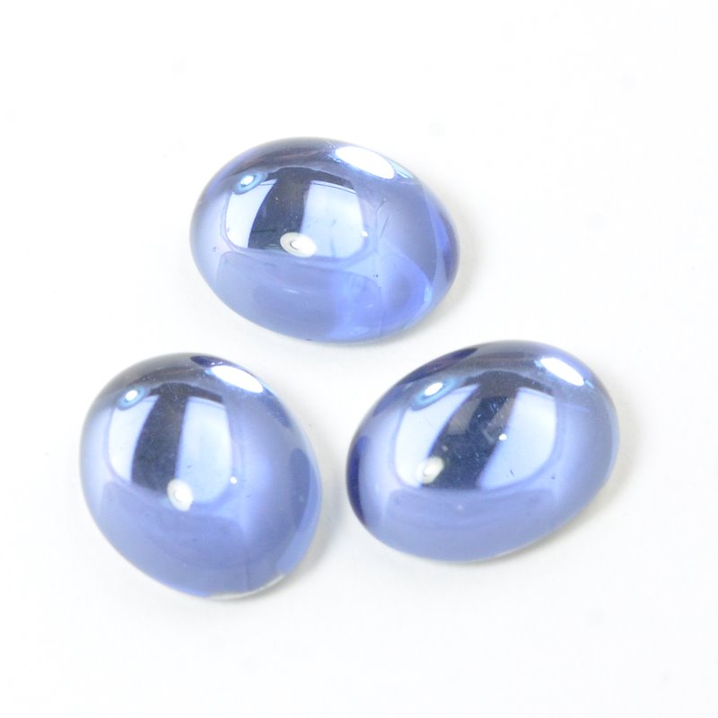 Glass Cabochon - 8x10mm Oval - Blue Tanzanite Reflex