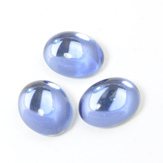 Glass Cabochon - 8x10mm Oval - Blue Tanzanite Reflex