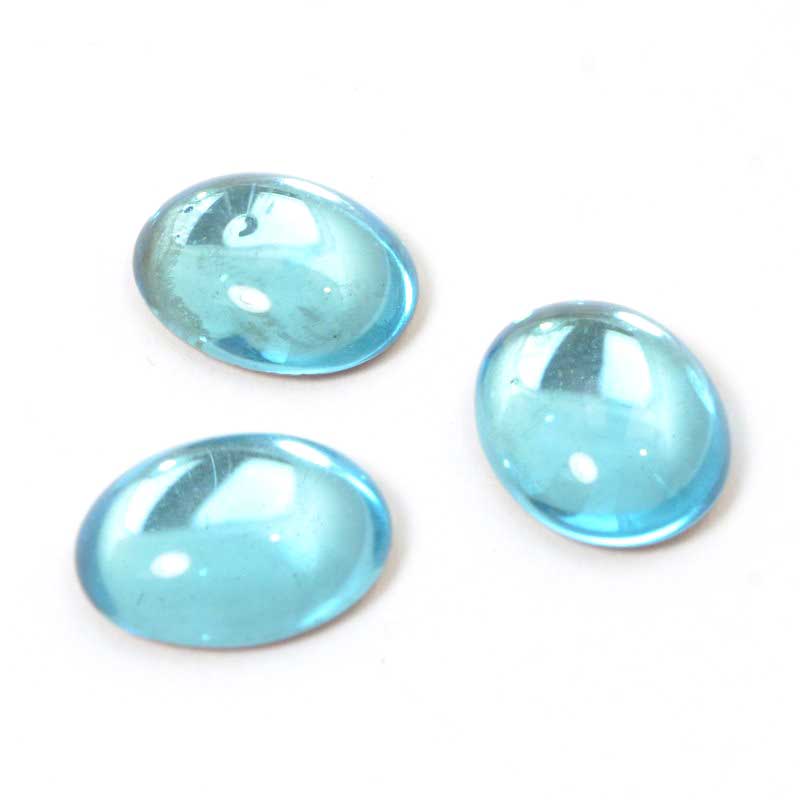 Glass Cabochon - 8x10mm - Oval - Aqua Reflex