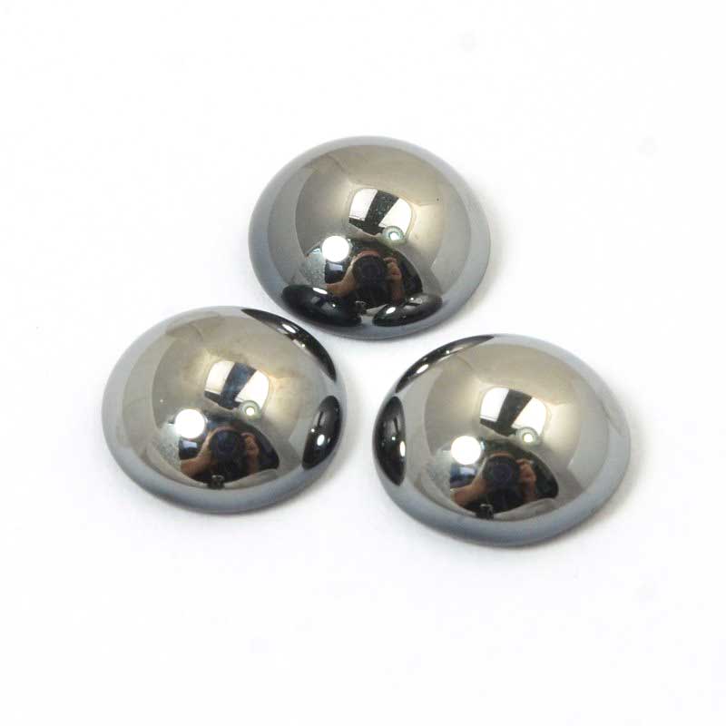 Glass Cabochon - 9mm - Round - Hematite