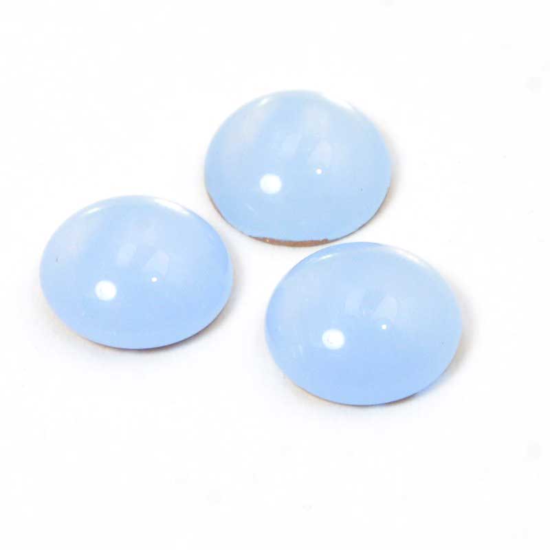 Glass Cabochon - 8mm - Round - Blue Chalcedony