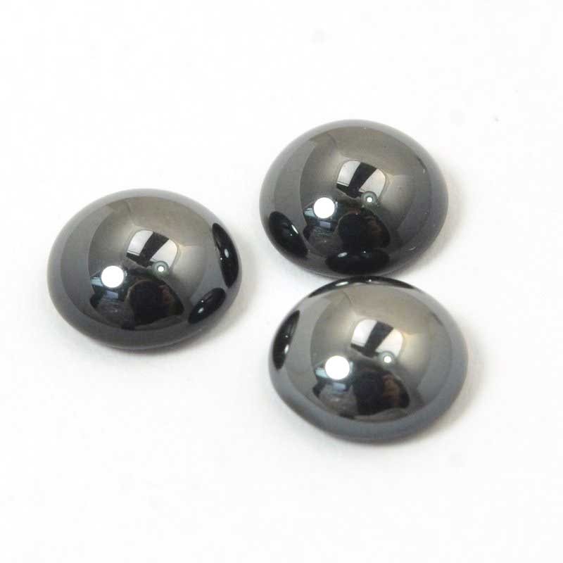 Glass Cabochon - 8mm - Round - Jet Hematite