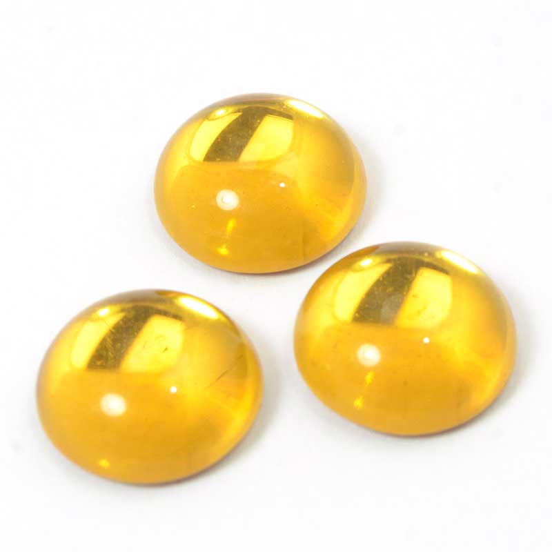 Glass Cabochon - 12mm - Round - Light Topaz