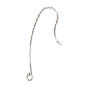 Earring -  Long Curved Earwire with Ball - Sterling (pair)