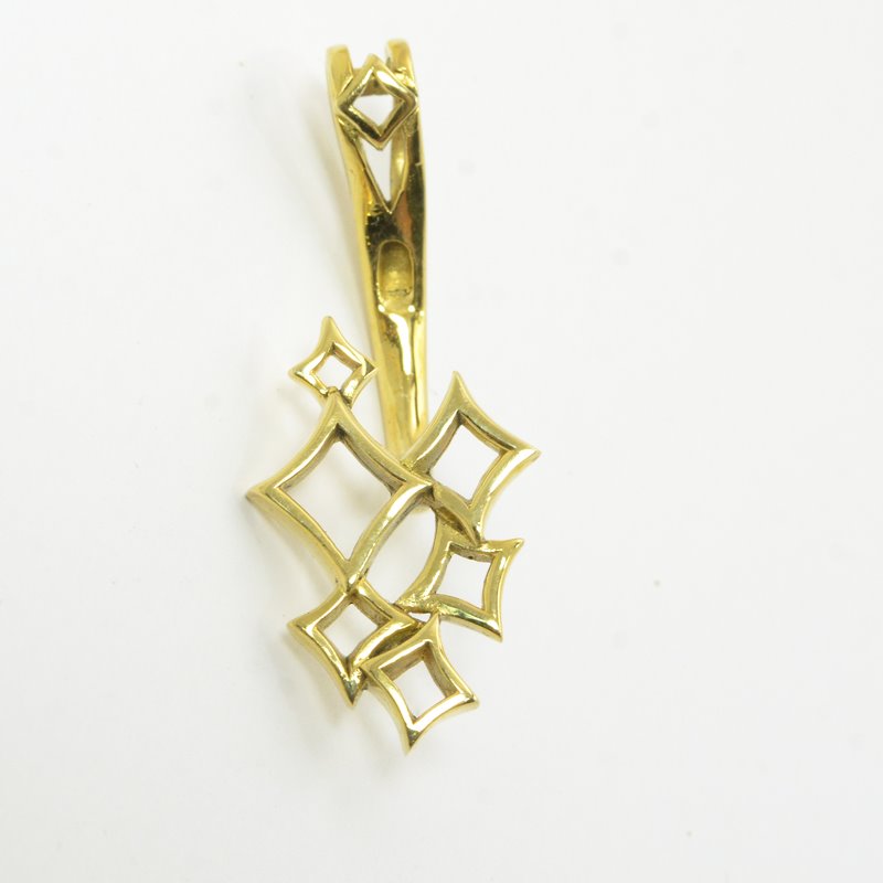 Bail -  Diamond Squares for 14mm Hole Donut - Bright Brass