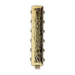 Box Clasp Wood Texture - 6-Strand - Bright Gold Plated