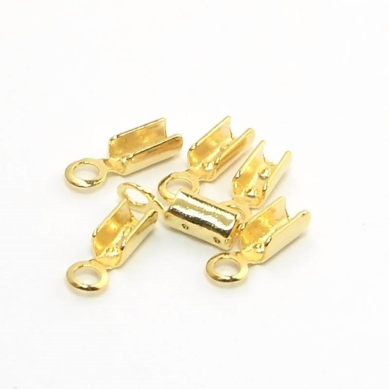 Fold Over Crimp Ends - ID 1mm  - Bright Gold Plated (12)