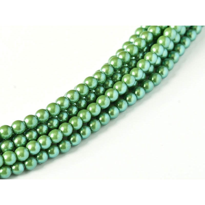 Glass Pearls - 4mm - Round - Evergreen (Strand 120)