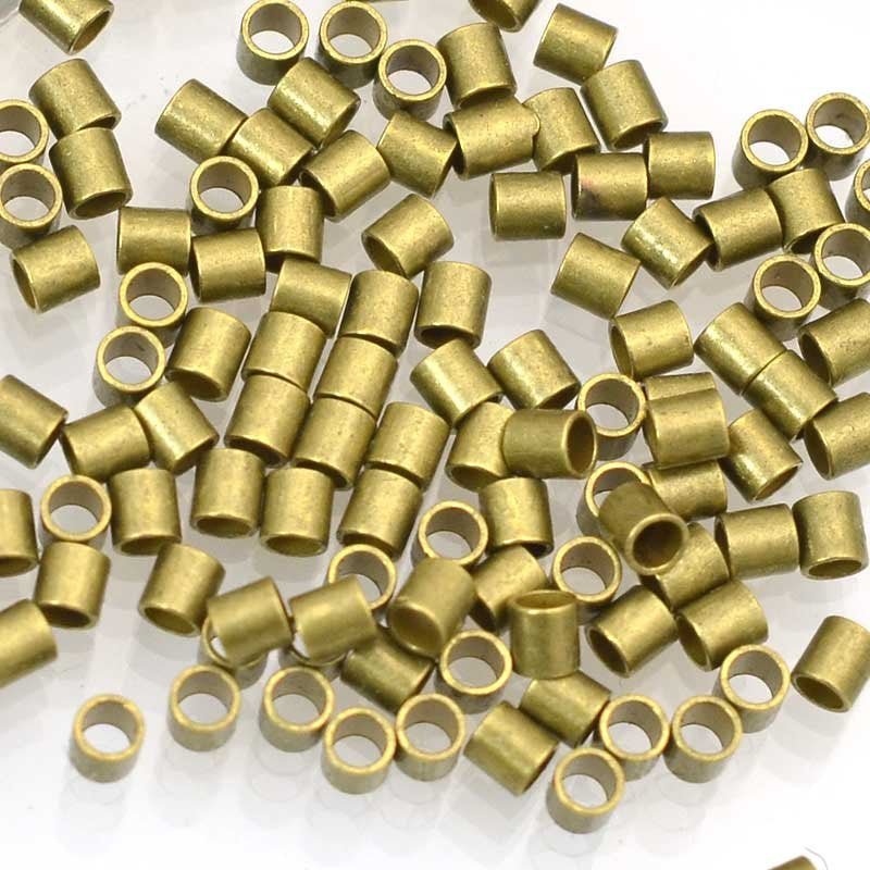 Crimp Tubes - Seamless - 2mm - Antiqued Brass (72)