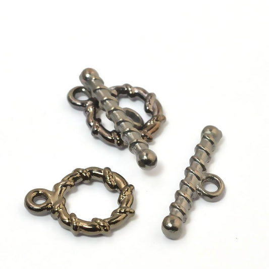 Toggle Clasp -  Wrapped Rope and Twist - Gunmetal
