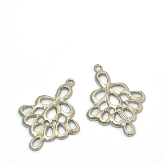 Connector Link -  Chandelier Lace - Satin Rhodium (Pair)