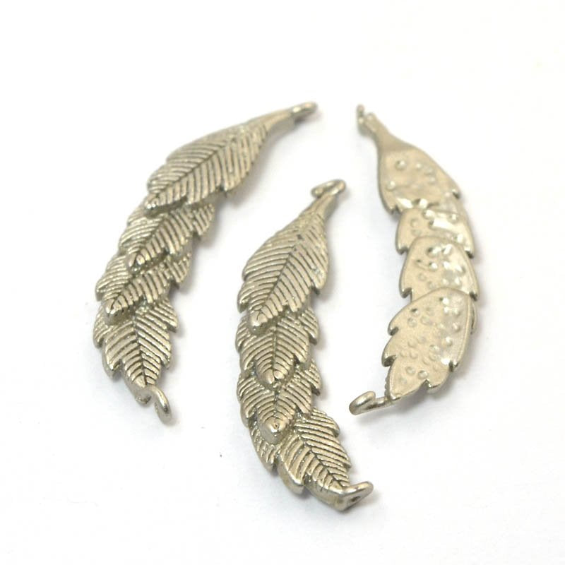 Link -  Curved Overlapping Leaves - Satin Rhodium