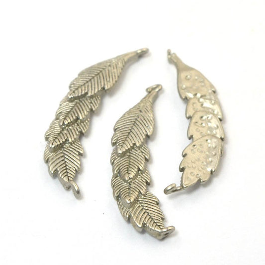 Link -  Curved Overlapping Leaves - Satin Rhodium