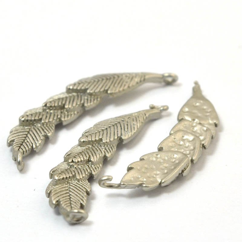 Link -  Curved Overlapping Leaves - Satin Rhodium