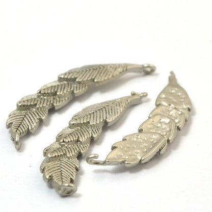 Link -  Curved Overlapping Leaves - Satin Rhodium