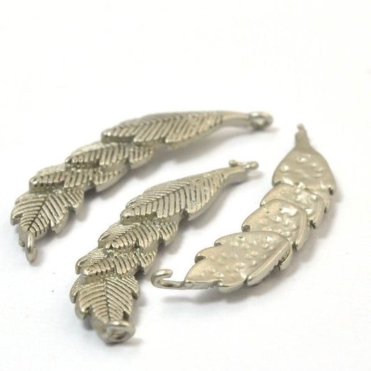 Link -  Curved Overlapping Leaves - Satin Rhodium