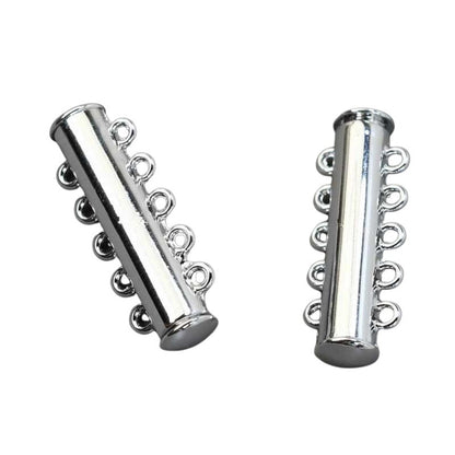 Magnetic Clasp - 5-Strand - Slide Tube - Bright Silver