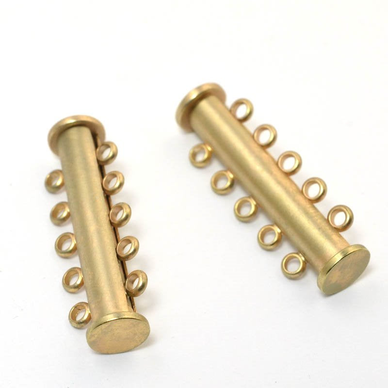 Magnetic Clasp - 5-Strand Slide Tube - Satin Hamilton Gold