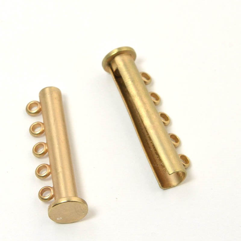 Magnetic Clasp - 5-Strand Slide Tube - Satin Hamilton Gold
