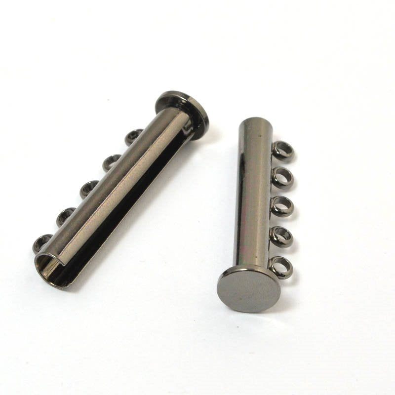 Magnetic Clasp Slide Tube - 5-Strand - Gunmetal