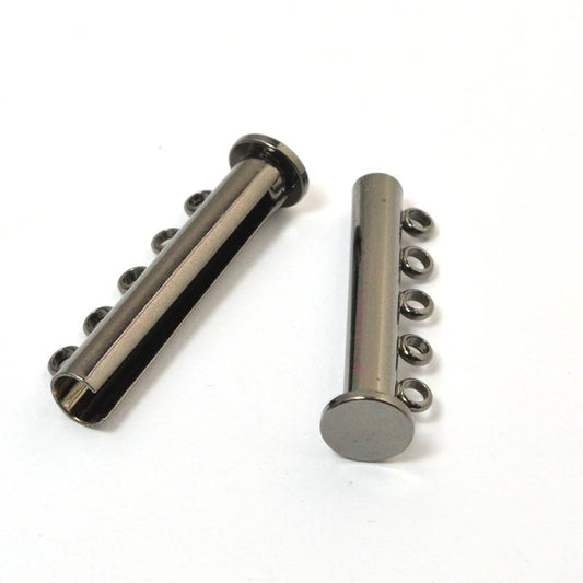 Magnetic Clasp Slide Tube - 5-Strand - Gunmetal