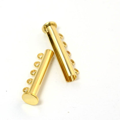 Magnetic Clasp Slide Tube - 5-Strand - Bright Gold Plated