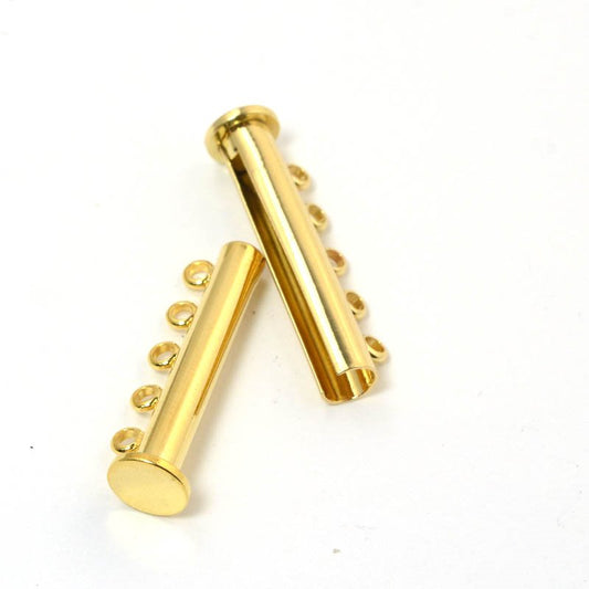 Magnetic Clasp Slide Tube - 5-Strand - Bright Gold Plated