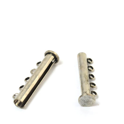 Magnetic Clasp Slide Tube - 5-Strand - Antiqued Silver