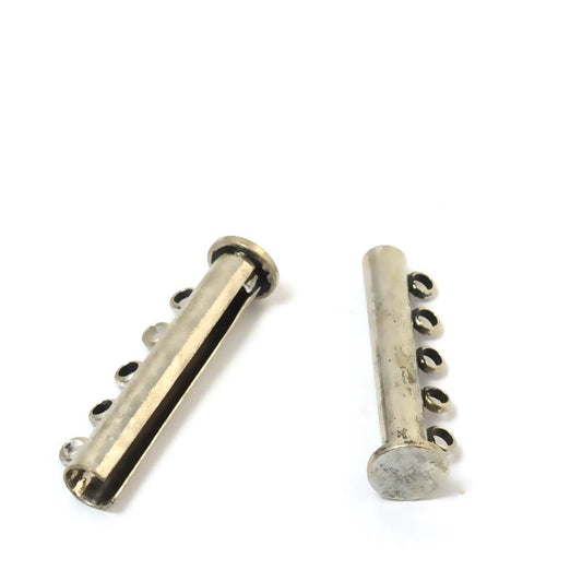 Magnetic Clasp Slide Tube - 5-Strand - Antiqued Silver