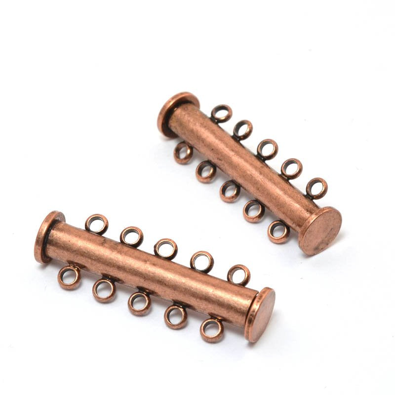 Magnetic Clasp Slide Tube - 5-Strand - Antiqued Copper