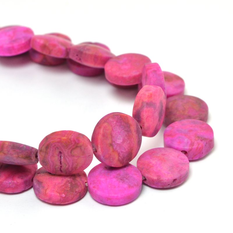 Mt Pink CrazyLace Agate   12mm Coin 8in