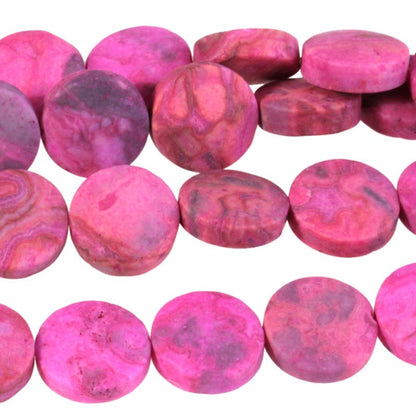 Mt Pink CrazyLace Agate   12mm Coin 8in