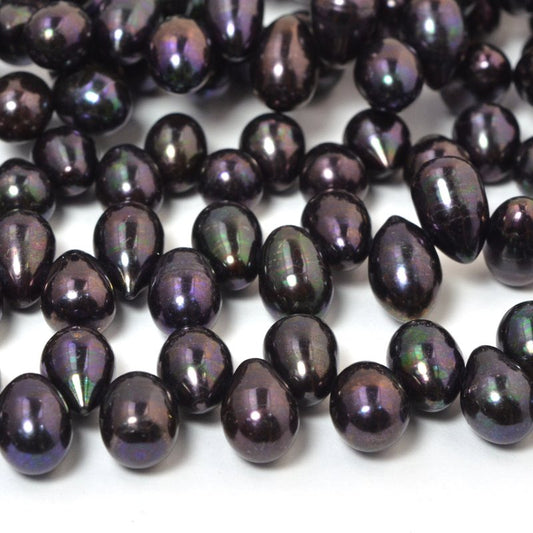 Freshwater Pearls - 9x7mm Bullet Pearl - Dark Plum Lustre Pearl (strand)