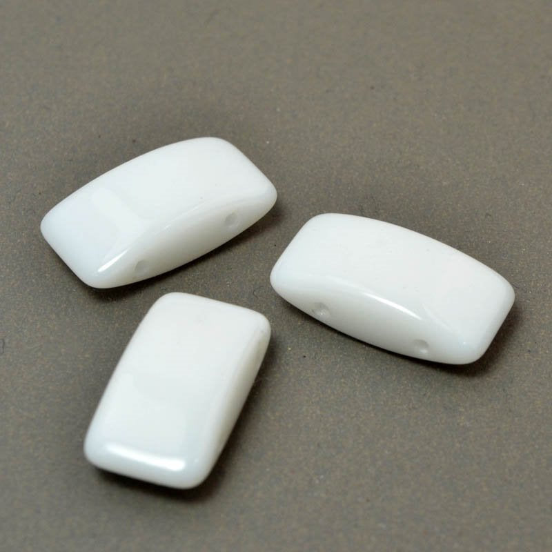 Czech Glass Beads -  2 Hole Carrier - White (strand 15)