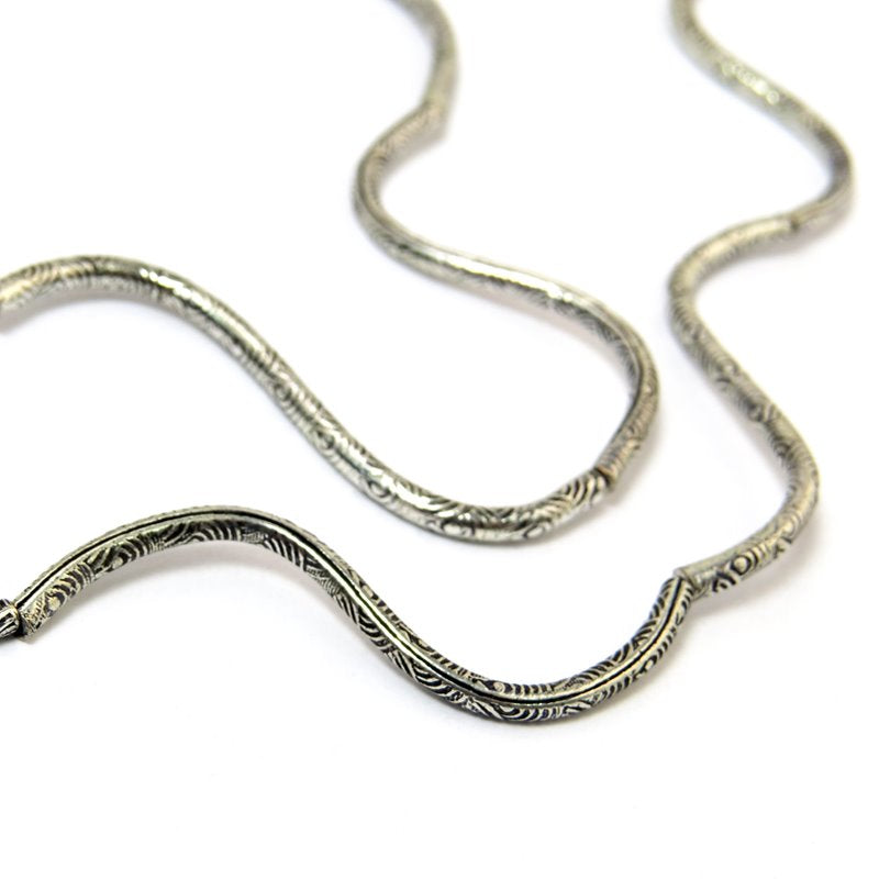 Metal Bead - 2.5x50mm Engraved S Curve Tubes - Antiqued Silver (strand)