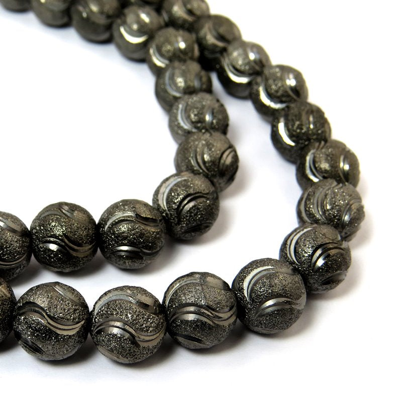 Metal Bead - 11.5mm Crescent Cut Rounds - Gunmetal (strand)