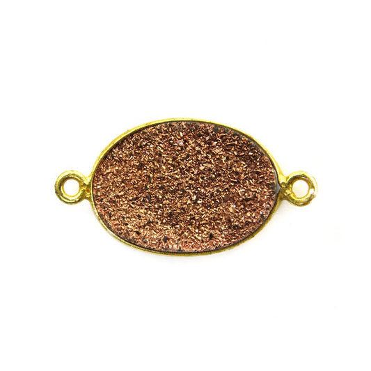 Link - Medium - Oval - Metallic Copper Druzy - Gold Plated
