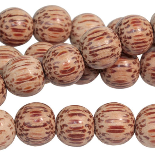 Wood Beads - 10mm Round - Light Bahi (Palm Wood) (strand)