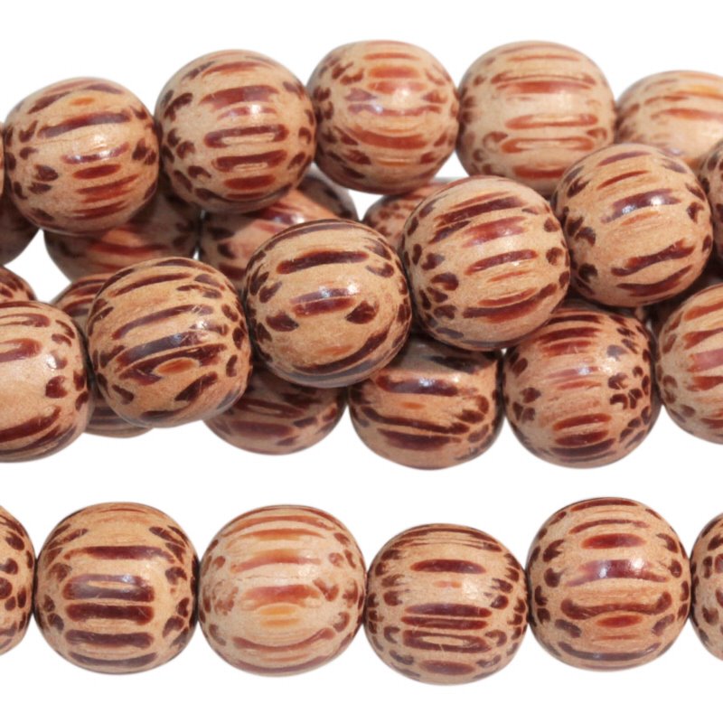 Wood Beads - 8mm Round - Light Bahi (Palm Wood) (strand)
