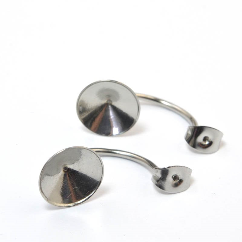 Rivoli Setting - ss47 (11mm) Earring Clutch Back - Stainless Steel (Pair)
