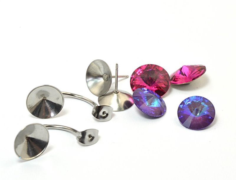 Rivoli Setting - ss47 (11mm) Earring Clutch Back - Stainless Steel (Pair)